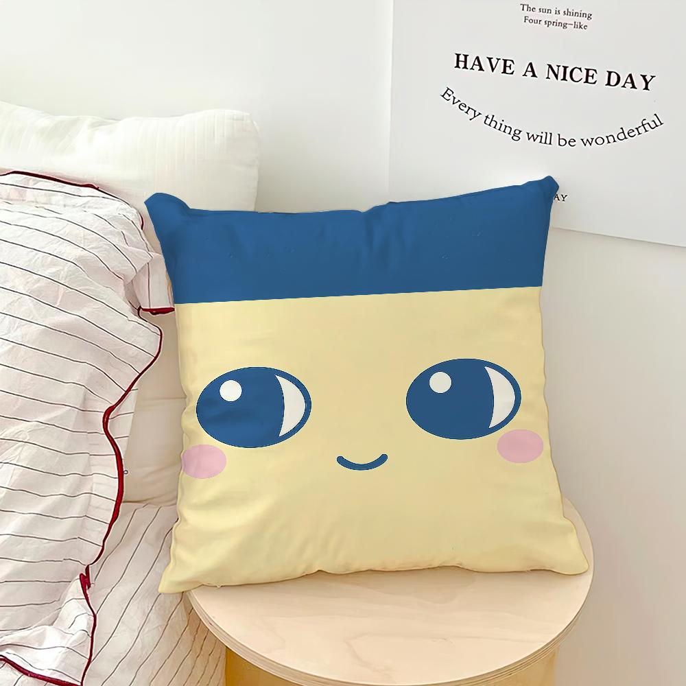 Funny Carton T-Tamagotchi Kuchipatchi Cushion Cover Soft Pillow Case for Sofa Living Room Home Office Decor Protective Covers