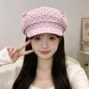 Retro polka dot cat-ear soft and cute duckbill cap for women, autumn and winter sunshade newsboy cap, trendy and face-slimming octagonal hat