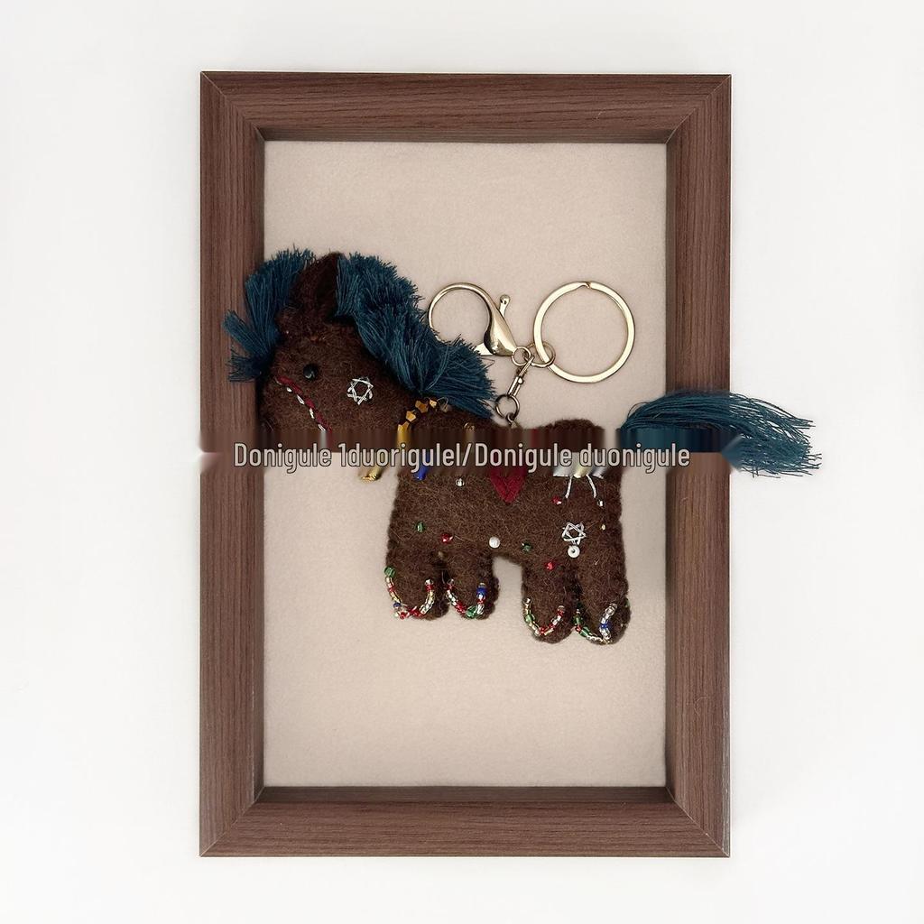 Nepal Handmade Wool Felt Pony Tassel Bag Charm Keychain Ornament