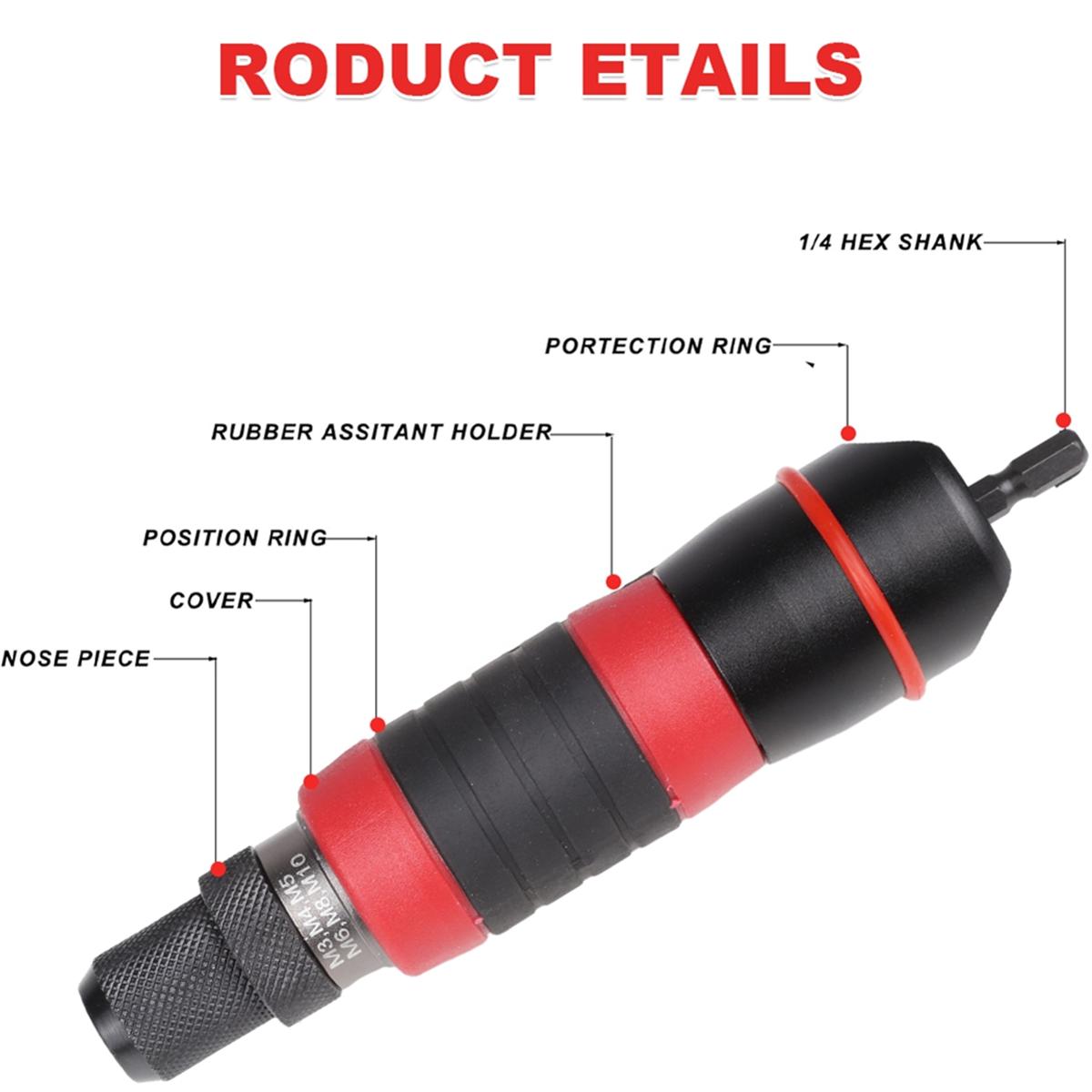 

M3 M5 M6 M8 M10 Electric Rivet Nut Adapter Plug-in Nut Quick Riveting Tool Rivet Nut Tool Converter China Mainland