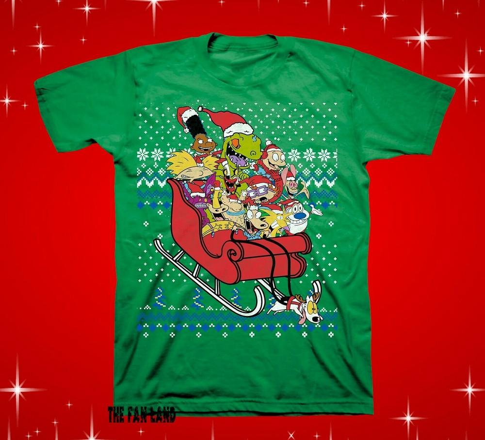 Новая рождественская футболка унисекс с принтом в стиле 90-х Nickelodeon S