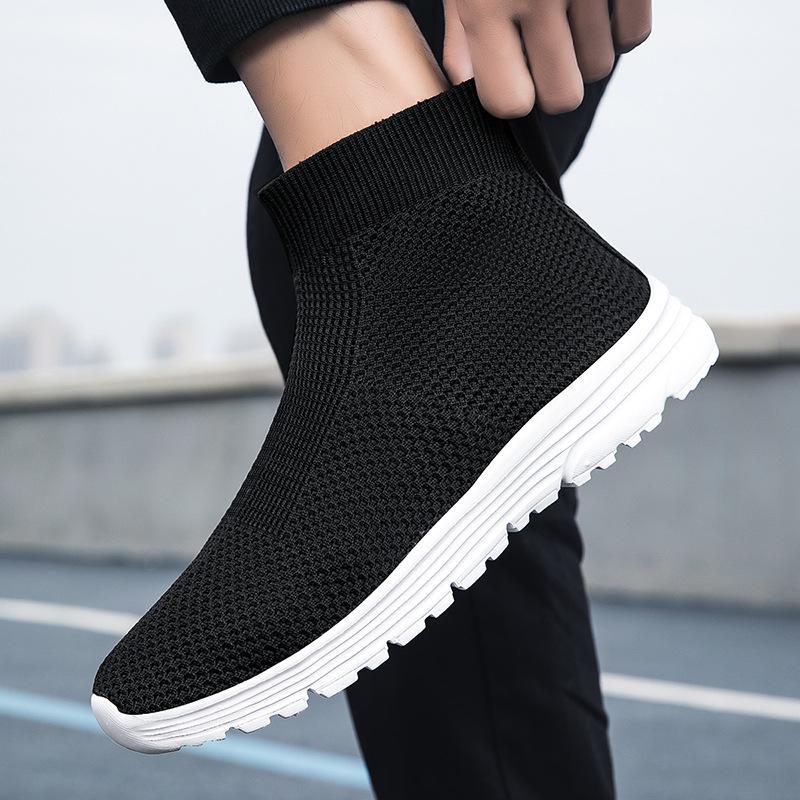 Spring Couple Socks Shoes Breathable Mesh High-Top Casual Shoes One Pedal Thick-Soled Fly-Woven Sports Shoes