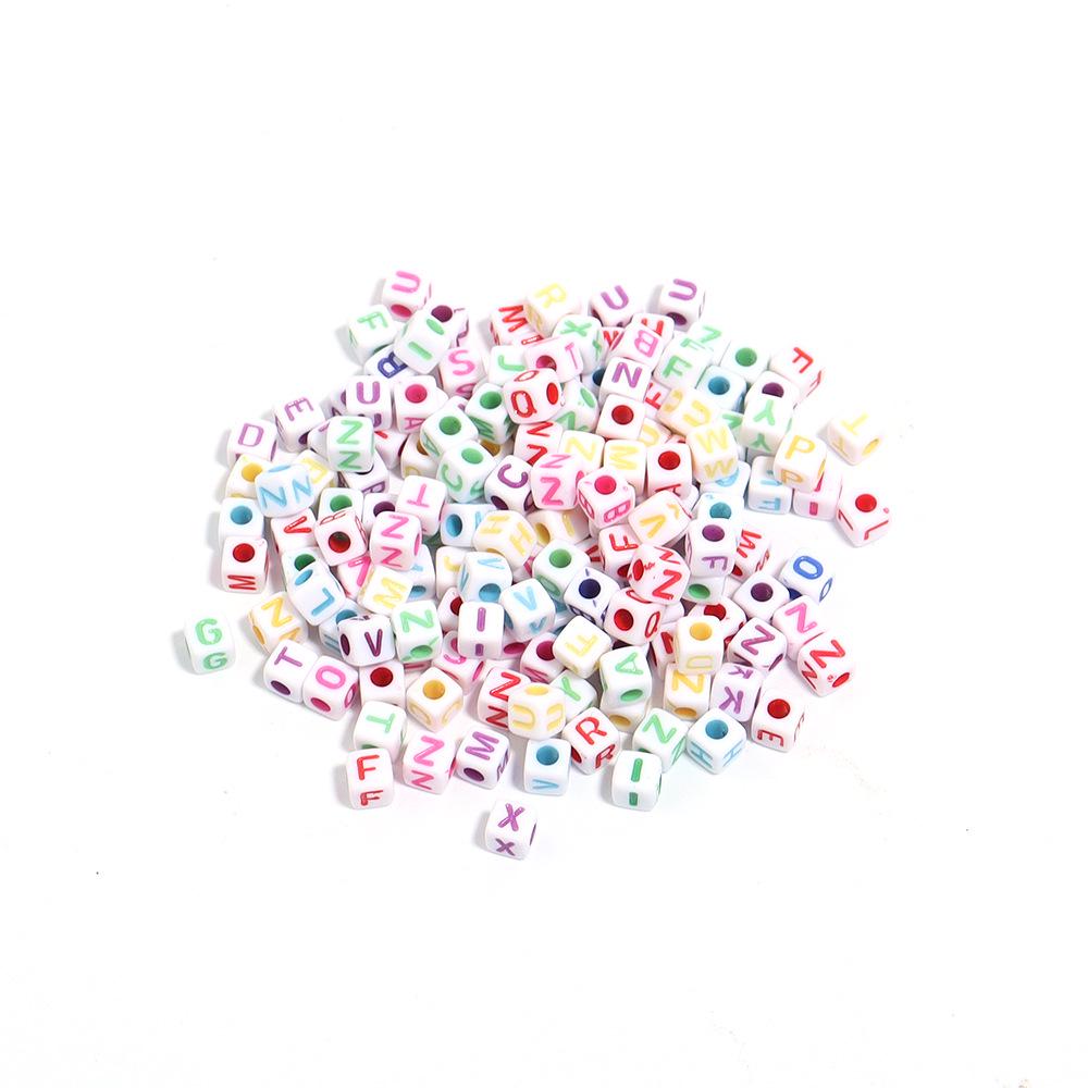 Colorful Acrylic Square Letter Beads - Large Hole English Alphabet Beads for DIY Projects