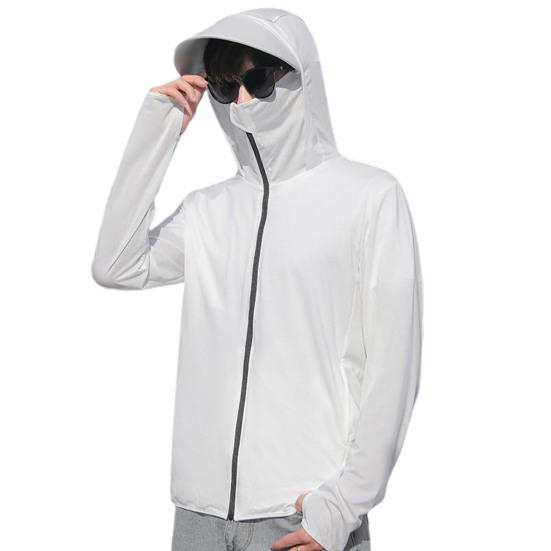 Herren Sommer Sonnenschutzmantel Mit Kapuze Dünn Atmungsaktiv Tasche UV-Schutz Einfarbig Langarm Sonnenschutzkleidung Radsportbekleidung
