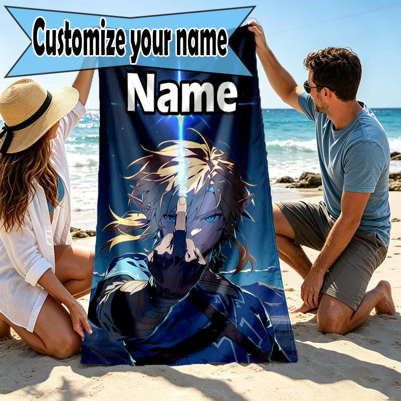 Custom Name Personalized Video games Print Beach Towel, for Trip Camping Beach Party Home Decor, Birthday Gift for Family & Friends