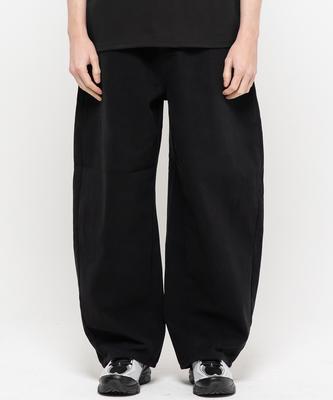 CHAMBROS Curved Balloon Cotton Denim Pants [Black]