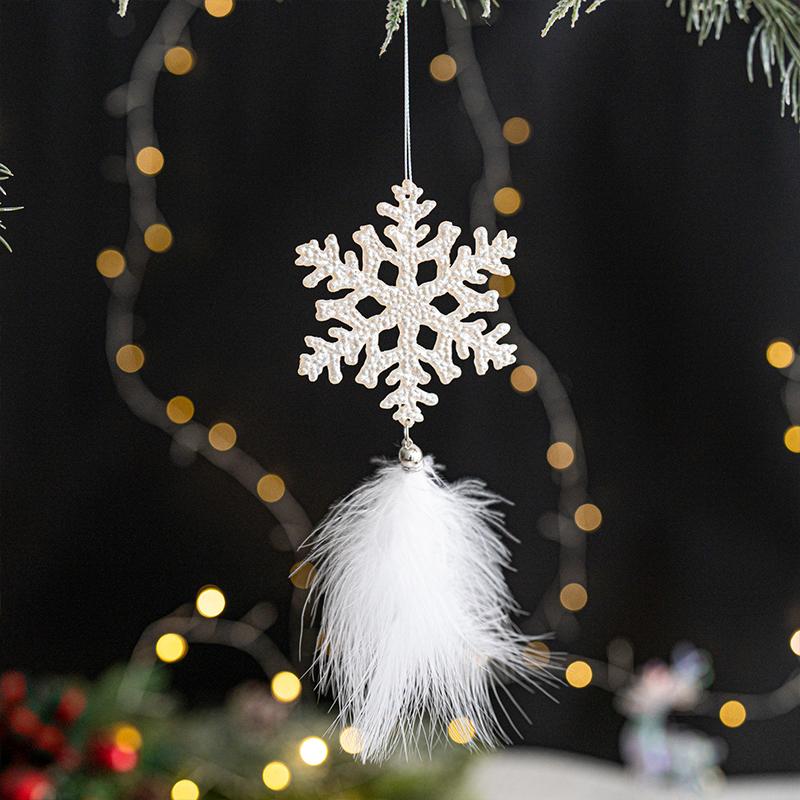 1PC Acrylic Christmas Christmas Elements Christmas Tree Pendant Decoration Atmosphere Gift Feather Decoration Holiday