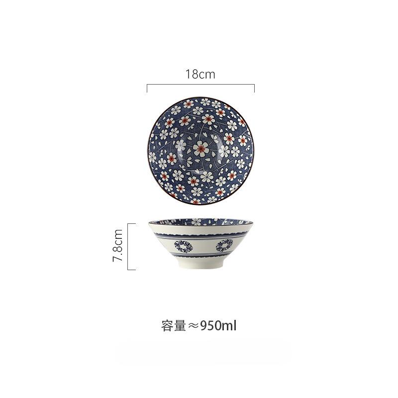 

980 мл Японская керамическая суповая миска Ретро миски для рамена и лапши Большая миска Ресторан Бытовая посуда Кухонные принадлежности 7 inch