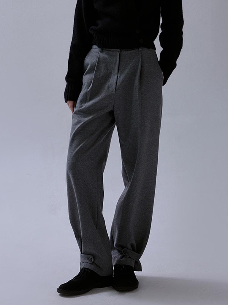 Deomiteun Mod Wool Button Pants (Charcoal)