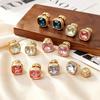 Yanbai French Retro Zircon Stud Earrings - Simple, Versatile, Luxurious Design for Women