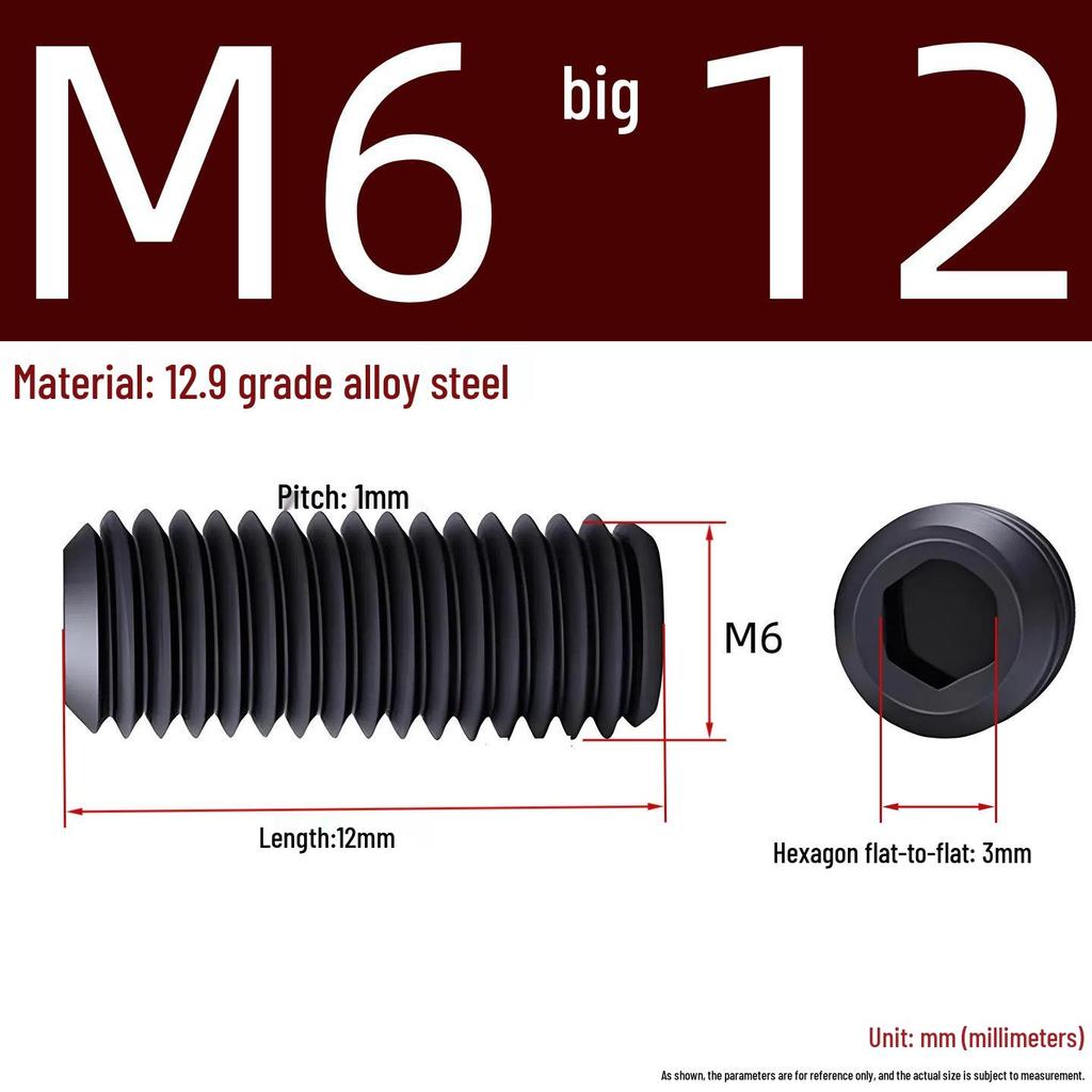 Grade 12.9 Hex Socket Headless Set Screw (M3-M16)