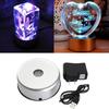 Round Led 7 Colorful Rotating Crystal Light Base Electric Battery Stand Display