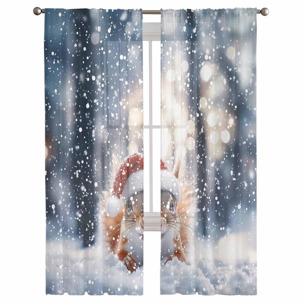 Weihnachten und Winter Schneeflocken Vorhänge für Wohnzimmer Schlafzimmer Home Dekoration Fenster Voile Tüll Vorhang Vorhänge