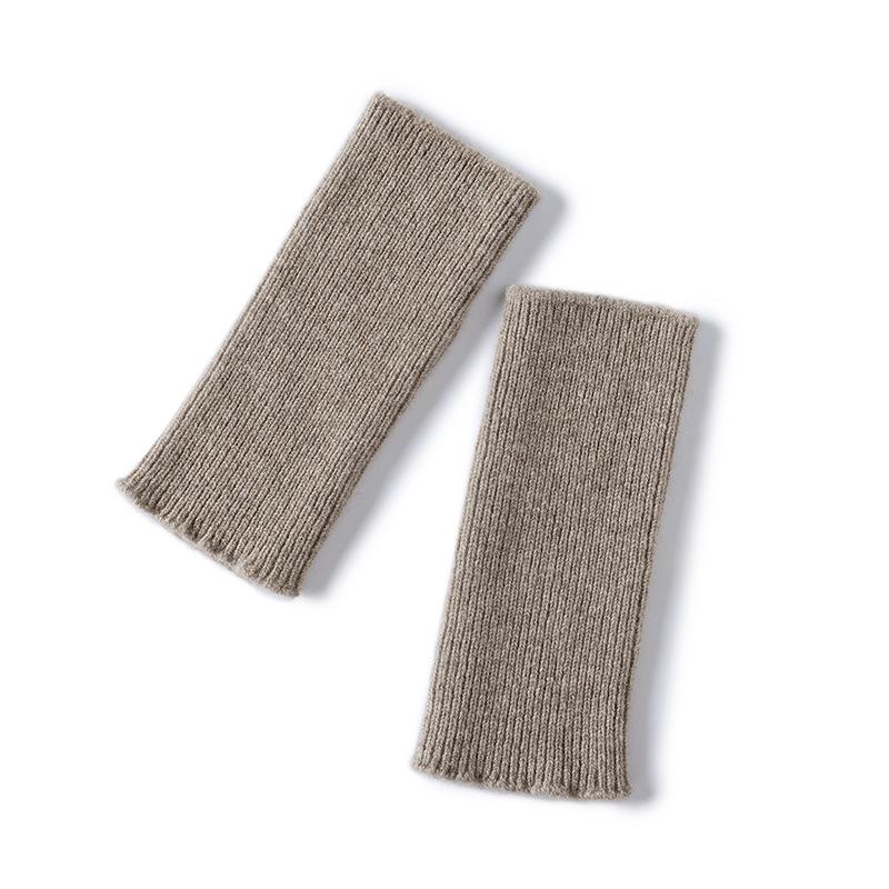 Ribbed 100% Pure Cashmere Fingerless Knit Gloves