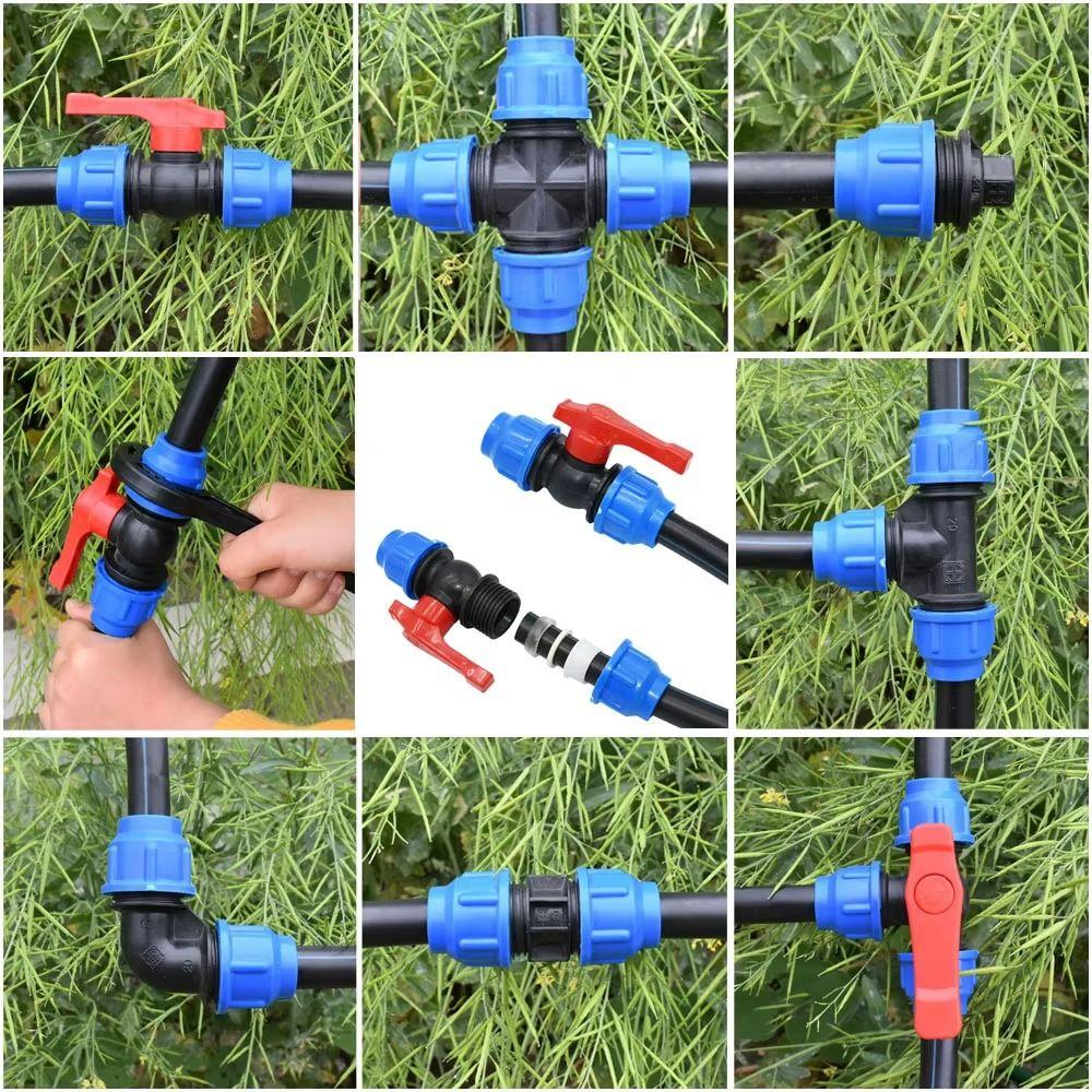 Irrigation 3-Way Ball Valve Plastic Water Pipe Fittings T-type PE Pipe Faucet Diverter  Garden