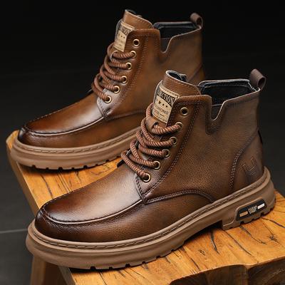 Fashion Leather Classic Outdoor Shoes Men All-match Men Casual Ankle Boots New Arrival Mens Lace-Up Sneakers Luxury Brand Male Boots