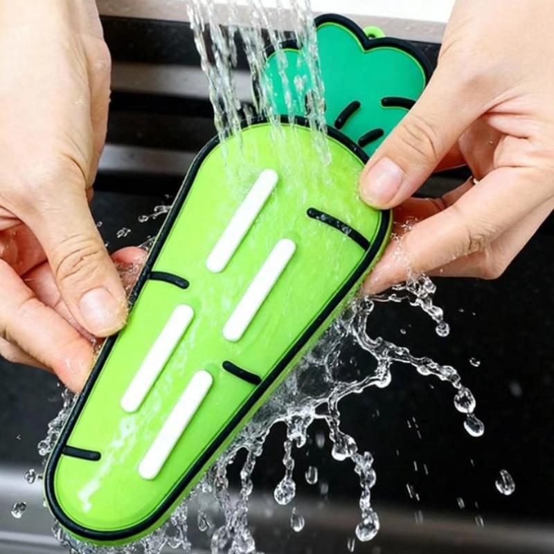 1pc Cute carrot silicone drying pad, draining, heat-insulating, anti slip, storage, suitable for kitchen, bathroom, dining table