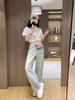 Y2k Harajuku Vintage Baggy Blue Jeans Women Retro Nail Drill Design High Waist Denim Trousers Korean Fashion 90s Aesthetic Wide Pants Streetwear