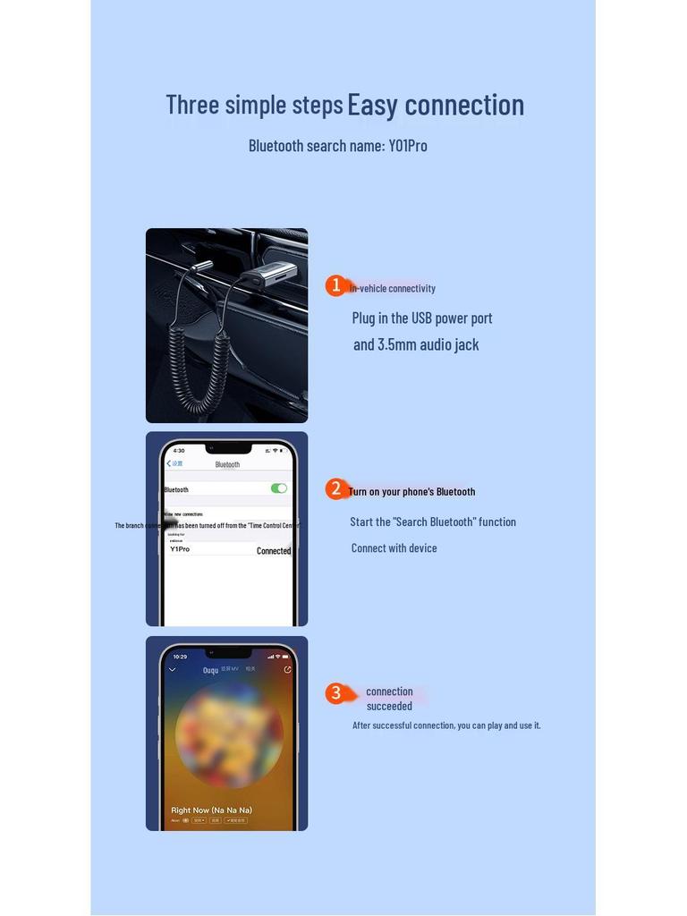 Bluetooth 5.2 Auto-Audio-Empfänger & Lautsprecher-Adapter für HD-Musik und Anrufe.