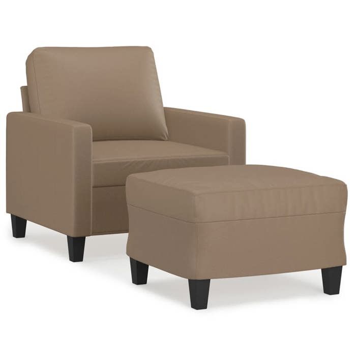 VidaXL Fauteuil avec repose-pied Cappuccino 60 cm Similicuir, canapé, fauteuil, fauteuil TV, canapé simple, siège, canapé 3201023