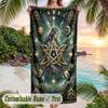 Space Cosmic Theme Beach Towel Personalized Custom Name & Text Soft Quick Dry Beach Towel for Swimming Travel