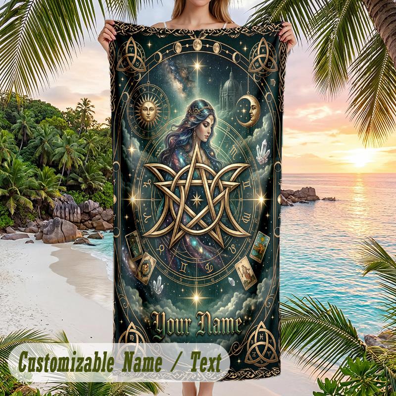 Space Cosmic Theme Beach Towel Personalized Custom Name & Text Soft Quick Dry Beach Towel for Swimming Travel