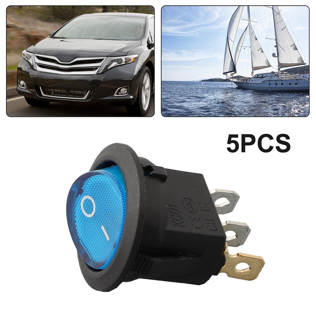 5Pcs 12V 20A Boat SPST Round On/Off Rocker Waterproof Switch Car Marine Auto