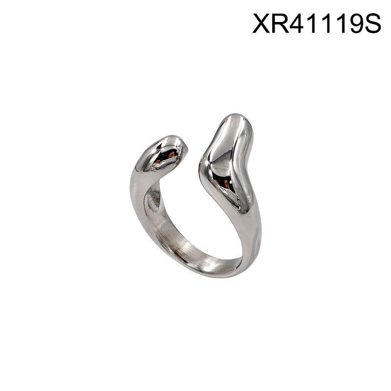 European Titanium Steel Gold-Plated Geometric Open Ring for Women - Fashionable Luxury Style