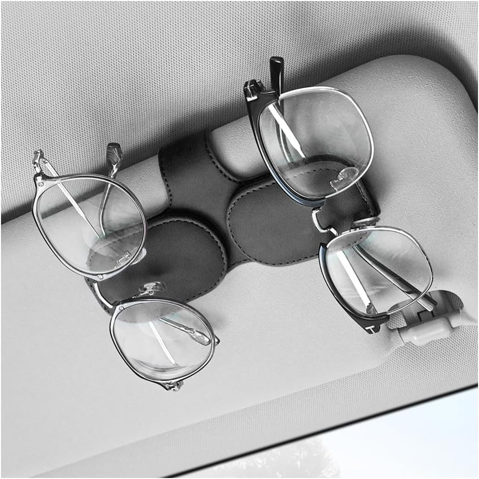 

Держатель для автомобильных солнцезащитных очков, Кожаный, Держатель для очков, Держатель для автомобильных солнцезащитных очков, Простая установка, Хранение карт и билетов, чёрный