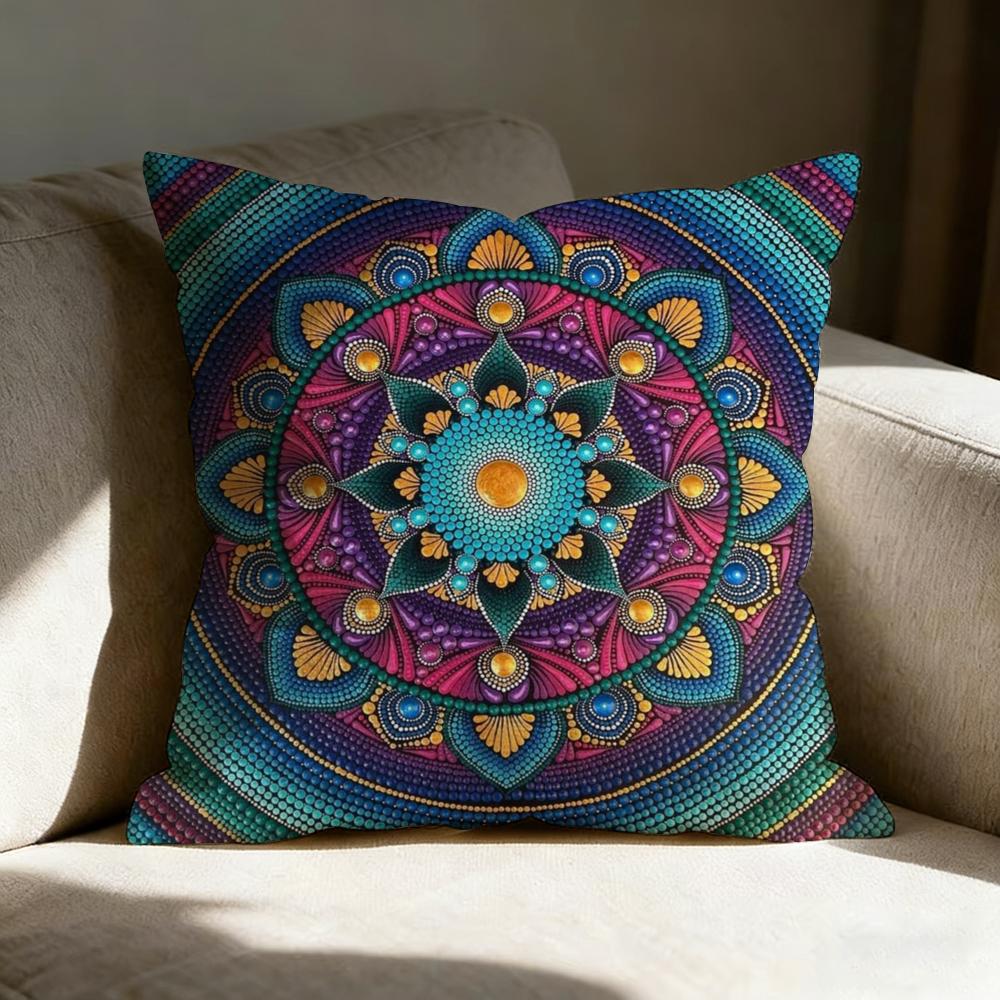 Mandala Style Decorative Pillow Case Linen Pillow Covers Cover For Couch Living Room Bench Patio Floor Linen Home Decor