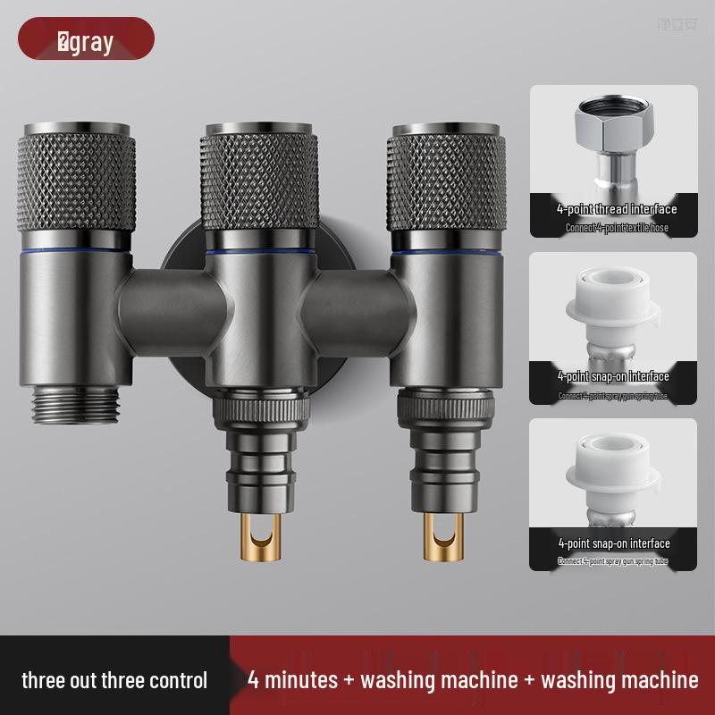 All-Copper Three-Way Diverter Valve with Triple Control Angle Faucet