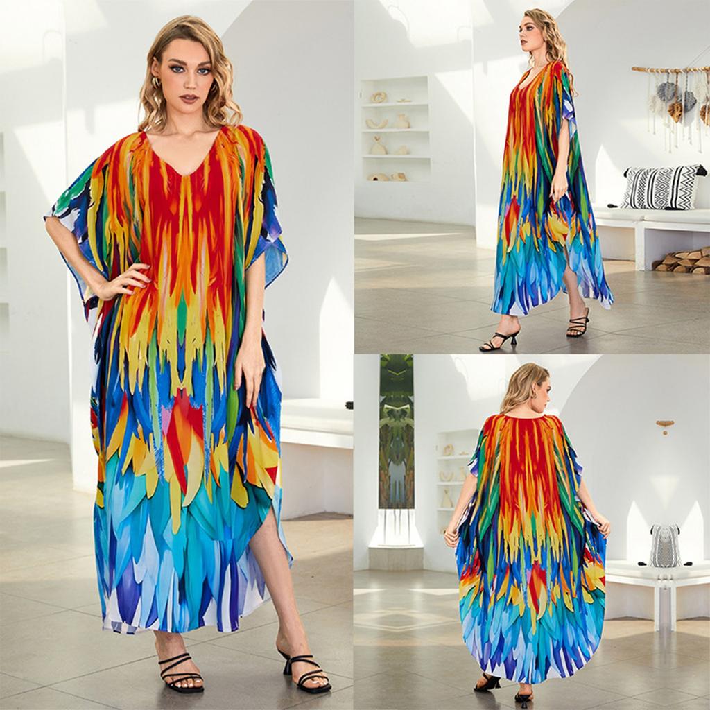 Loose-fitting Large-sized Long Robe, Beach Blouse, Vacation One-piece Long Dress, Sun-protective Blouse For Women