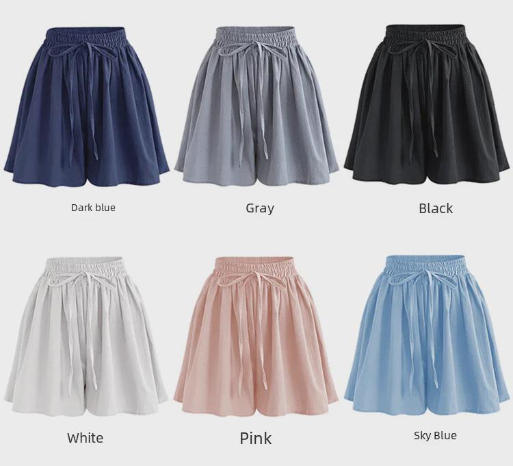 Chiffon-Shorts mit weitem Bein für Damen in Übergröße – Sommer-Shorts mit elastischer Taille, lässiger koreanischer Stil