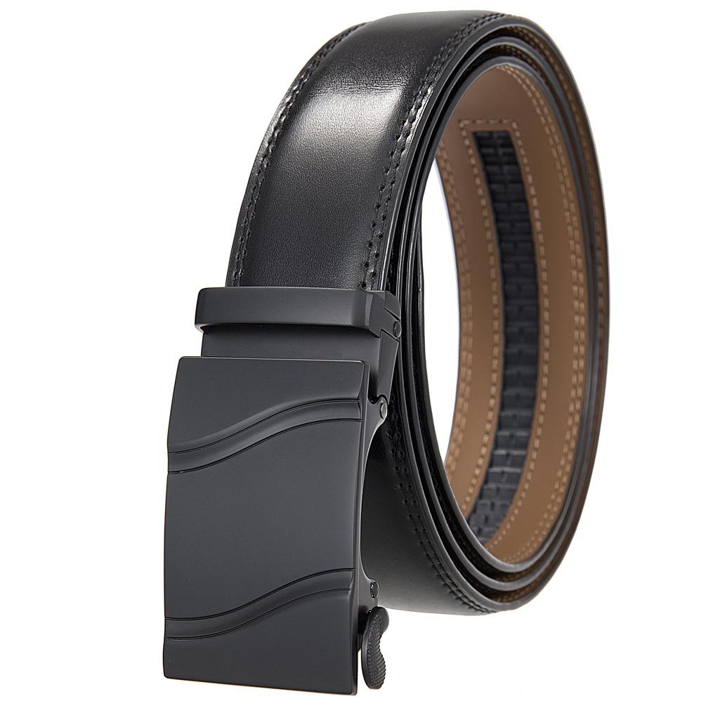 1Pcs Fashion Automatic Buckle Belt, Korean Version Of Men'S Belt, Two-Layer Cowhide Ly36-31703-1