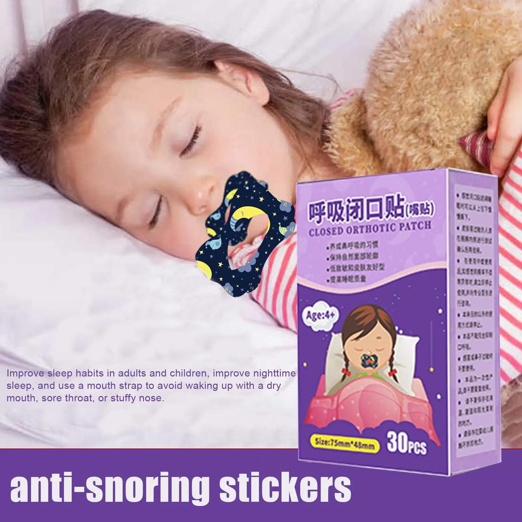 30 Piezas/Caja Pegatinas Bucales Antirronquidos para Niños Adultos Sueño Nocturno Labio Anti-Nariz Parches de Respiración Libre Ortótico de Boca Cerrada