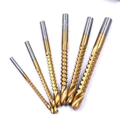 6 sztuk/partii 3-8mm Pokryte Tytanem Wiertło HSS Wiertarka Elektryczna Plastikowe Wiertło Do Rowkowania Otworów Salw Carpenter Narzędzia Do Obróbki Drewna