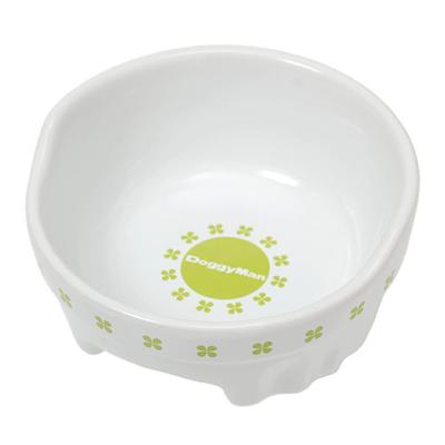 Doggyman Convenient Clover Ceramic Tableware White X Light Green for Dogs S Size