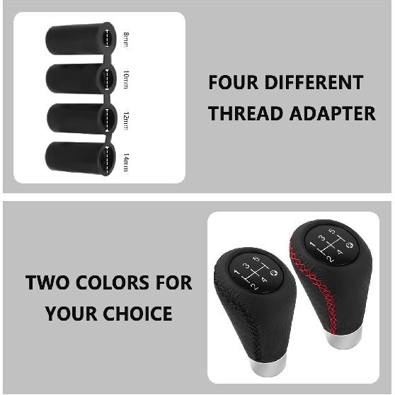Car Gear Shift Knob With 4 Adaptive Parts,Leather 5 Speed Shift Knobs For Replacement Broken Shifter Knobs,Universal Non-Slip Manual Shift Knob Car