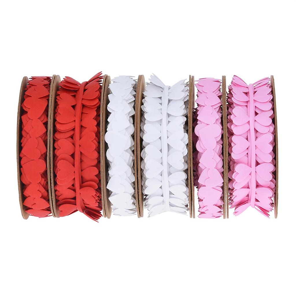 Set Of 3 Colorful Silk Ribbons for Gift Wrapping Love Heart Embossing Polyester Ribbon Wedding Party Decoration