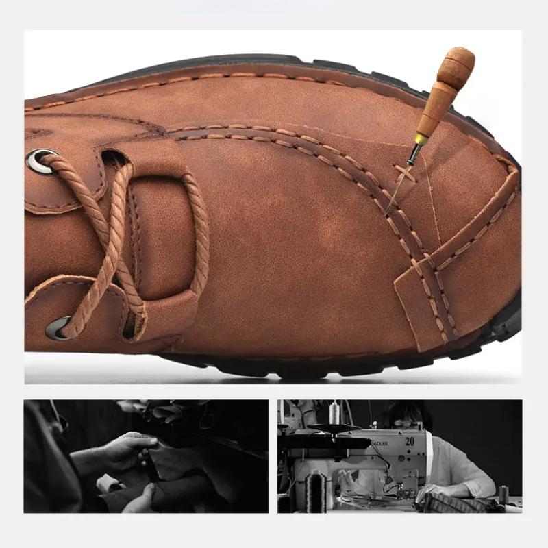 Pánské kožené boty Ručně šité outdoorové boty pro volný čas ploché