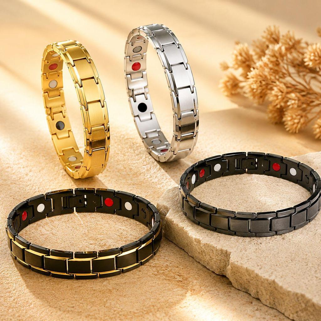 Temu Detachable Magnetic Bracelet: European & American Style Men's Couple Hot-Selling Fashion Jewelry.