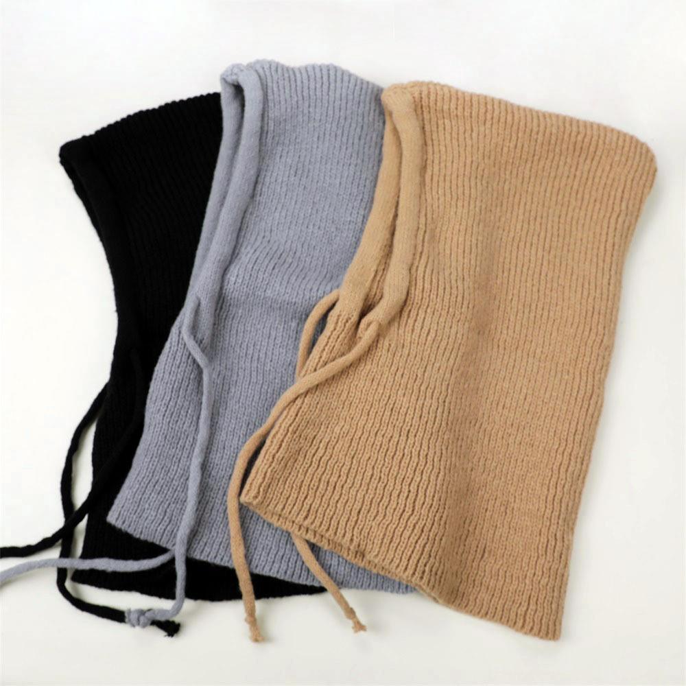 Thick Winter Knitted Hooded Caps Women One-Piece Beanie Hats Outdoor Balaclava Neck Warmer Scarf Windproof Ear Protection Bonnet