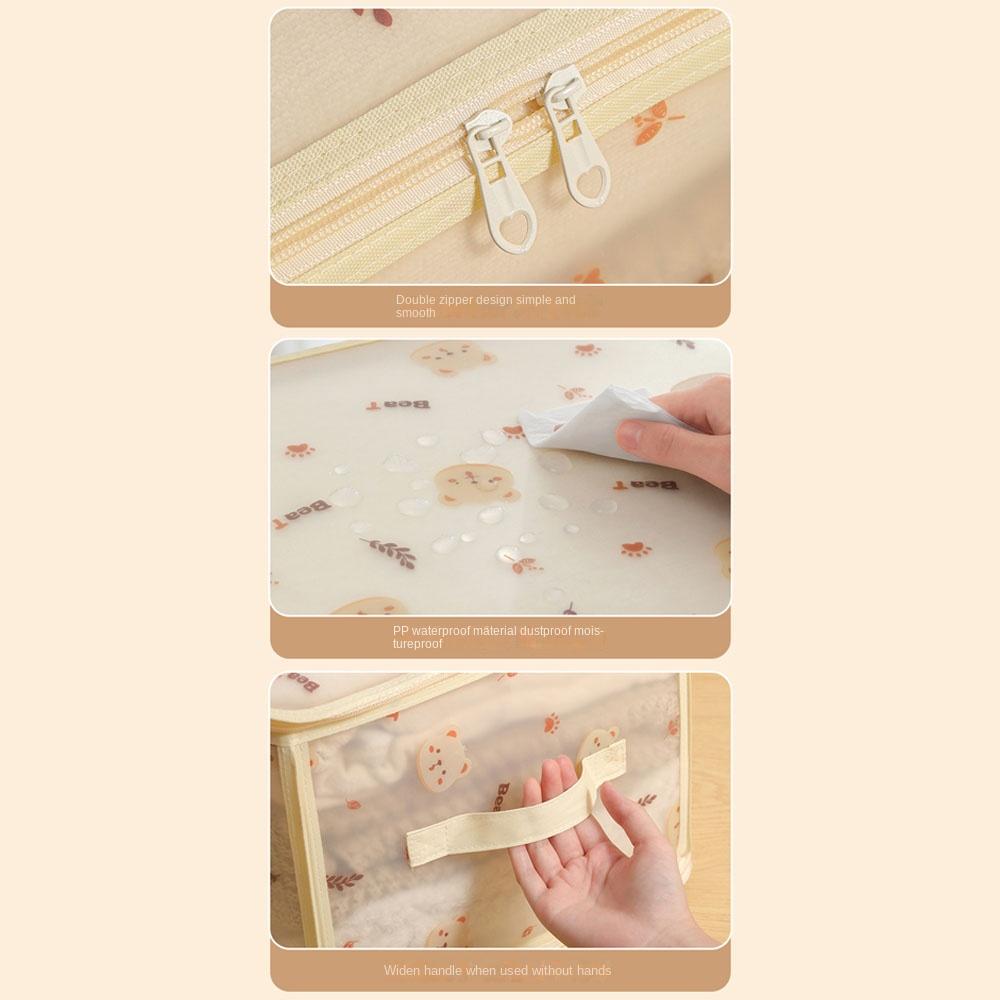 Large Capacity Clothes Storage Bag Transparent Foldable Dustproof Bedding Container PP Board Waterproof Quilt Clothes Organizer