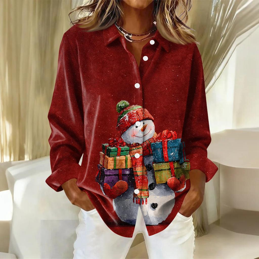 Dameskjorte med blomsterprintknapper, langermet avslappet vanlig skjorte bluser avslappet plussstørrelse basic topper