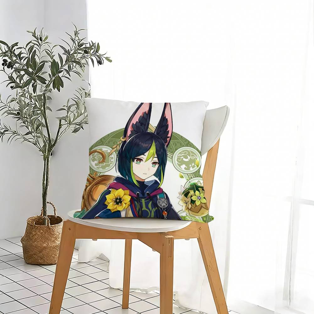 T-Tighnari G-Genshin Impact Pillow Case Pattern Printed Pillowcase For Living Room Sofa Cushion Cover