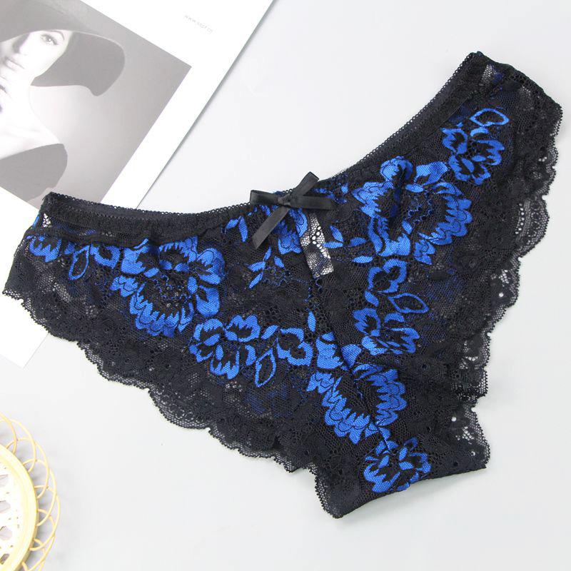 Luxury women's underwear, sexy lace transparent temptation briefs, low waist, hip lift, hollow pants