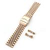 304 Solid Stainless Steel Strap 20mm 22mm Folding Buckle Curved End Men Women 5 Pointer Gold Metal Watch Band Accessories