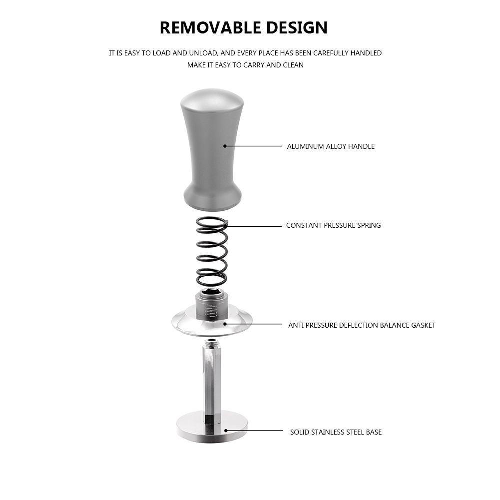 51/58mm Coffee Press Tamping Tool Flat Base Adjustable Deep Coffee Compressor Comfort Handle Automatic Rebound for Home Office