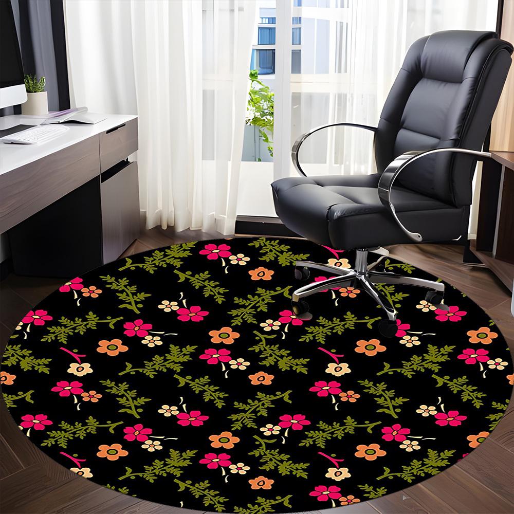 1PC Floral Pattern Chair Carpet for Office, Indoor Non-Slip Washable Carpet, Soft Comfortable Mat For Office Room Yy250930302