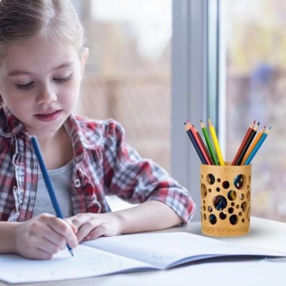 Drainage Bathroom Cup Quick Drying Pencil Holder Natural Bamboo Toothbrush Holder Tableware